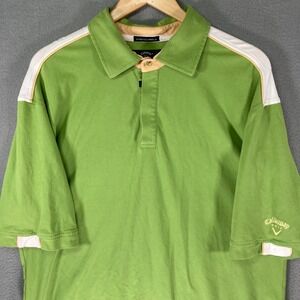 Callaway Golf‎ Mens Polo Shirt XL Green Pique Stretch Short Sleeve Golf